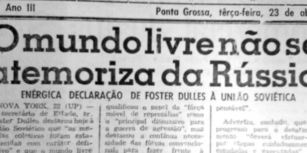 Em 23 de abril de 1957, o JM publicou uma notícia sobre a corrida armamentista deflagrada entre os EUA e a URSS, durante a Guerra Fria