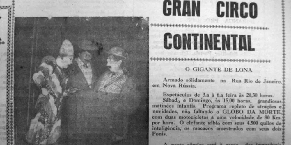 No dia 30 de março de 1968 o JM publicou anúncio sobre a chegada do Gran Circo Continental em Ponta Grossa