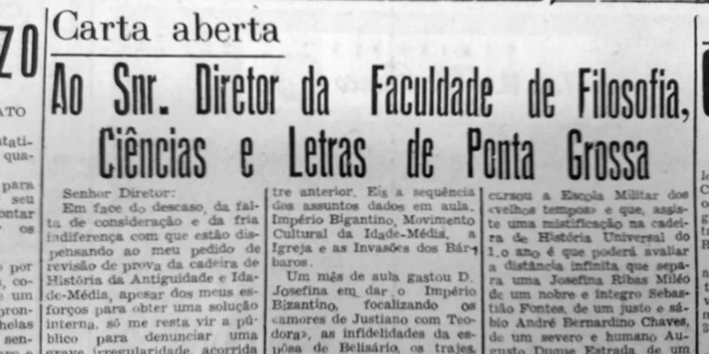 O JM do dia 11 de janeiro de 1957 publicou uma matéria na qual um leitor dirigiu-se publicamente ao diretor da FAFI por discordar da nota recebida em uma avaliação