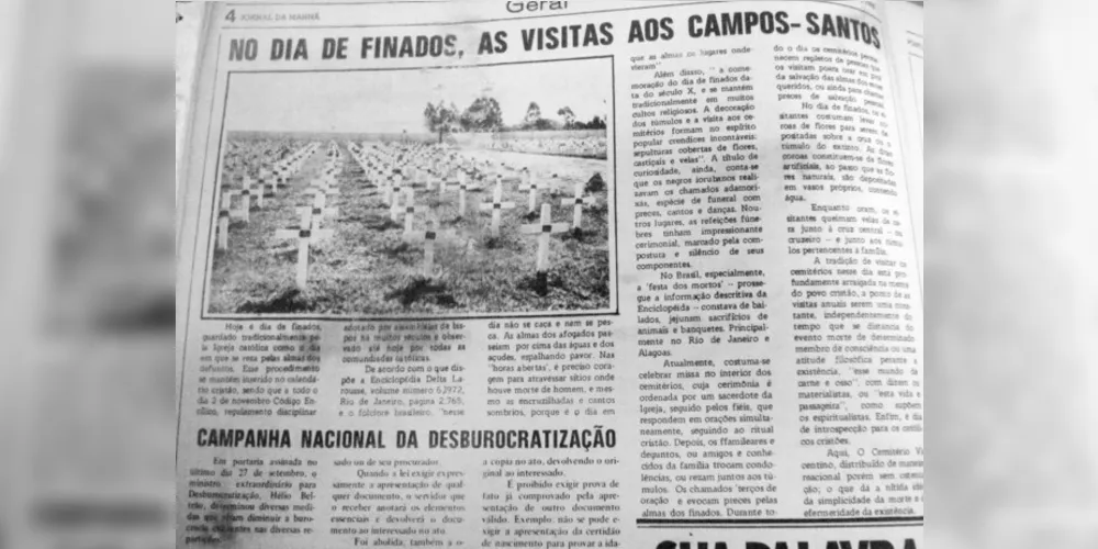 No dia 02 de novembro de 1980 o JM publicou matéria sobre o dia de Finados e as visitas aos campos santos