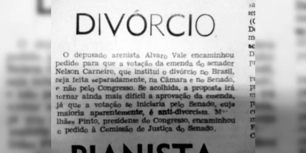 Em 30 de abril de 1975 o JM publicou nota sobre a resistência ao divórcio no Brasil