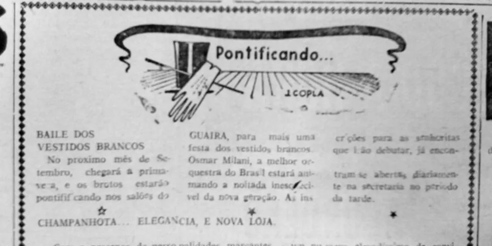 No dia 22 de julho de 1962 o JM anuncia a chegada do baile dos Vestidos Brancos