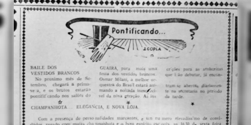 No dia 22 de julho de 1962 o JM anuncia a chegada do baile dos Vestidos Brancos