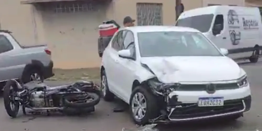 Colisão aconteceu entre uma motocicleta e um carro