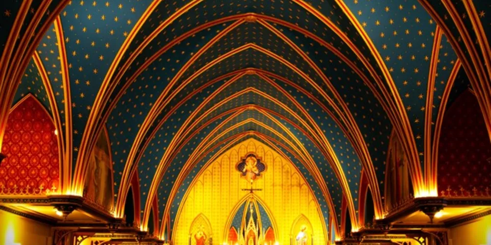 Parte interna da Capela São Paulo Apóstolo, em Ponta Grossa