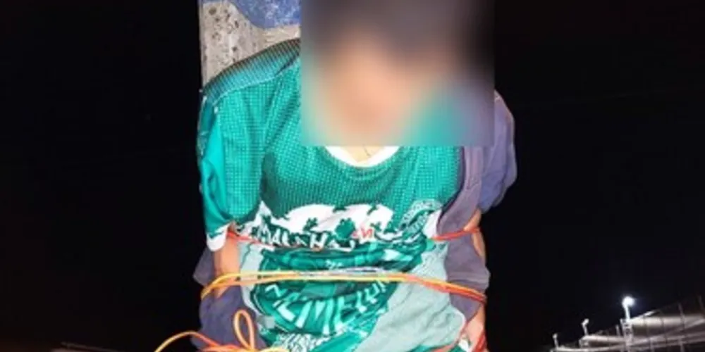 Suspeito foi amarrado por moradores de Ponta Grossa