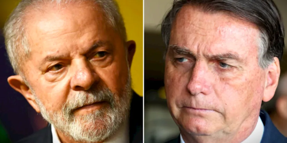 À esquerda o presidente Lula e à direita Jair Bolsonaro