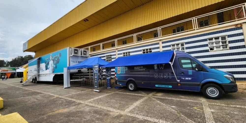 A instituição levou para o Centro de Eventos uma carreta com curso de qualificação de Refrigeração e outra de Mecânica Industrial