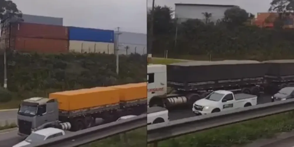 O congestionamento é registrado na região do bairro Orleans, próximo ao viaduto do Contorno Sul e segue até as proximidades da serra de São Luiz do Purunã