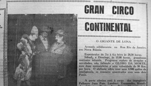 No dia 30 de março de 1968 o JM publicou anúncio sobre a chegada do Gran Circo Continental em Ponta Grossa