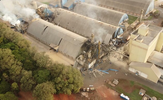 Imagem aérea mostra estragos da explosão em Palotina