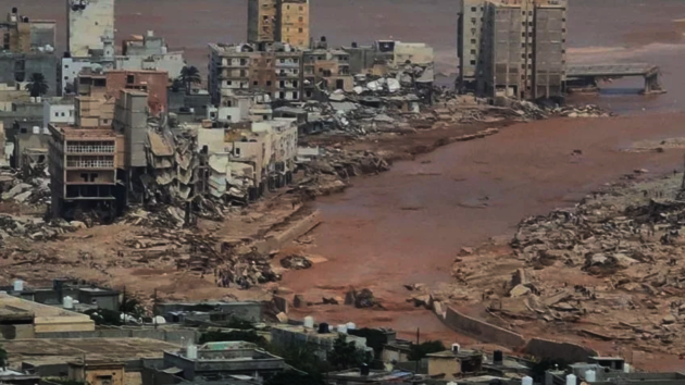Cenário de devastação foi registrado no município de Derna