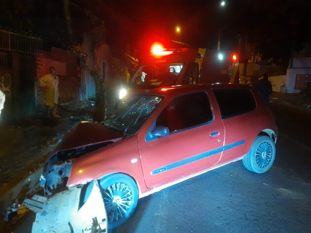 Renault Clio bateu de frente na árvore pouco depois da meia-noite