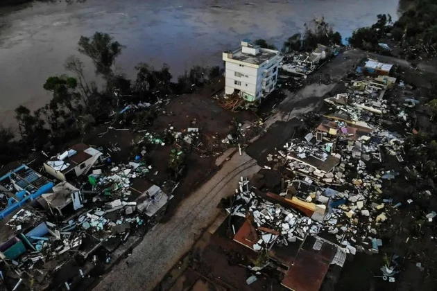 Área atingida pelas fortes chuvas na cidade de Muçum, no Rio Grande do Sul