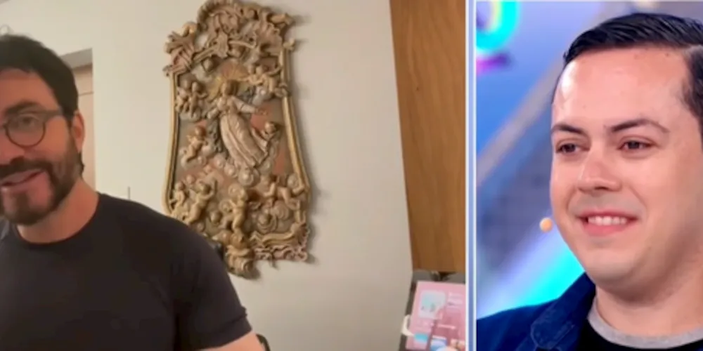 À esquerda padre Fábio de Melo e à direita Alisson Spitzner