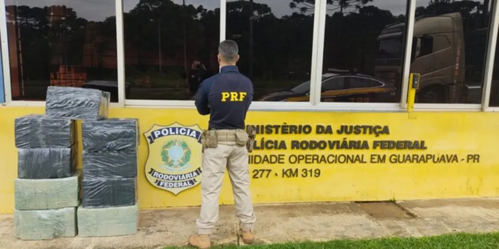 Durante a abordagem a equipe localizou no interior da cabine do motorista fardos de maconha totalizando 299 quilos