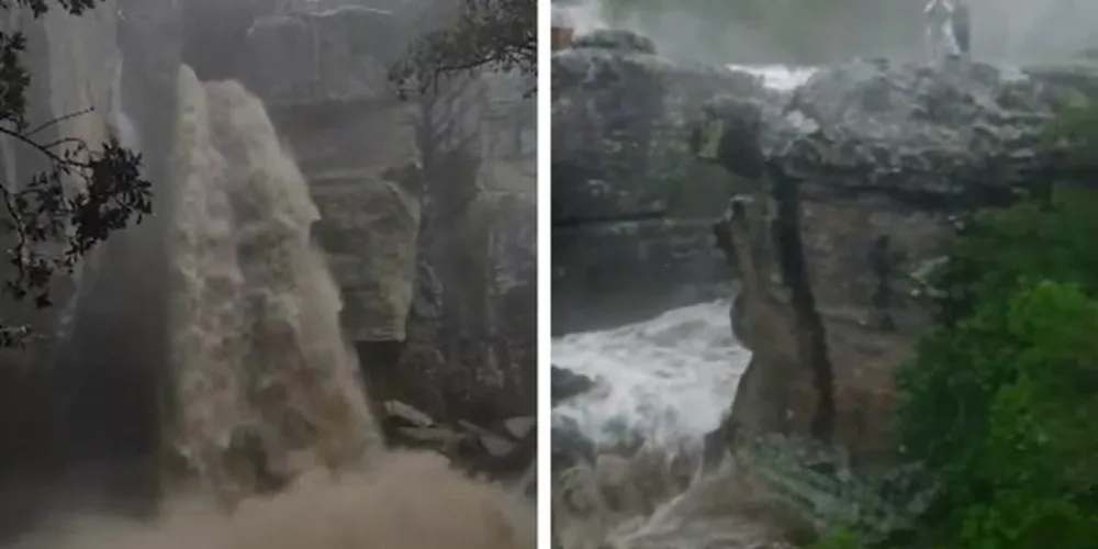 Água estava rápida e escura no ponto turístico