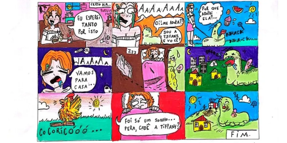 Com a proposta, os alunos se empenharam em utilizar todos os recursos que as histórias em quadrinho possibilitam