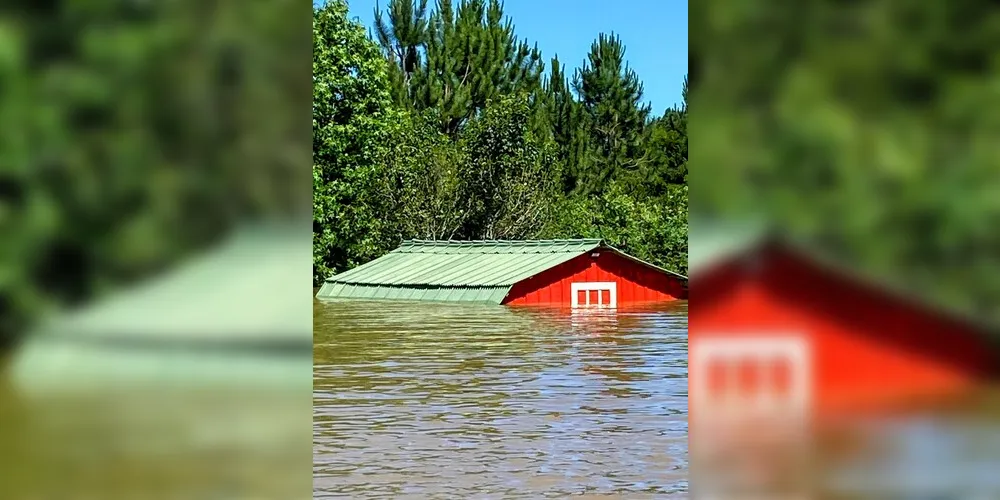 Água subiu e alagou completamente três casas - duas ficaram parcialmente alagadas