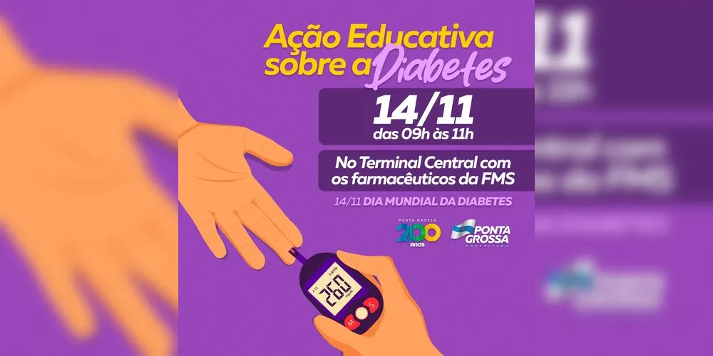 Prefeitura promove, nesta terça-feira (14), uma ação educativa sobre a Diabetes