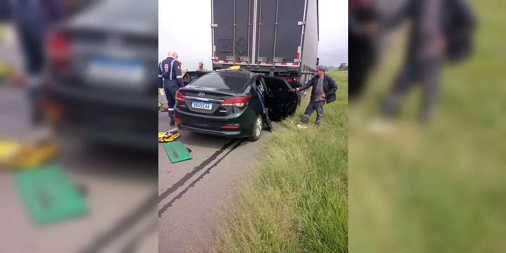 Um grave acidente de trânsito aconteceu na manhã desta sexta-feira, na BR-376, na região do Pinheirinho, em Ponta Grossa
