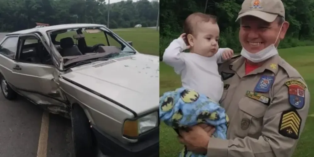 Um bebê de oito meses, que estava na cadeirinha, saiu ileso
