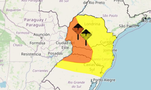 Maior parte da região Sul está sob alerta