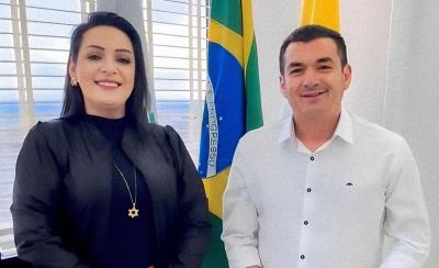 Elisangela Pedroso esteve reunida com o presidente da AMP, Edimar Santos
