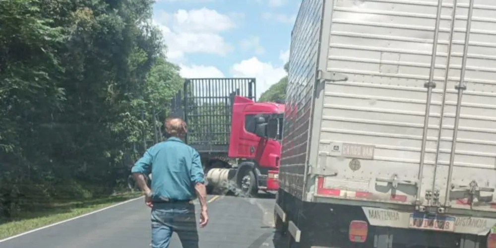 Caminhão teria 'feito um L', interditando a rodovia