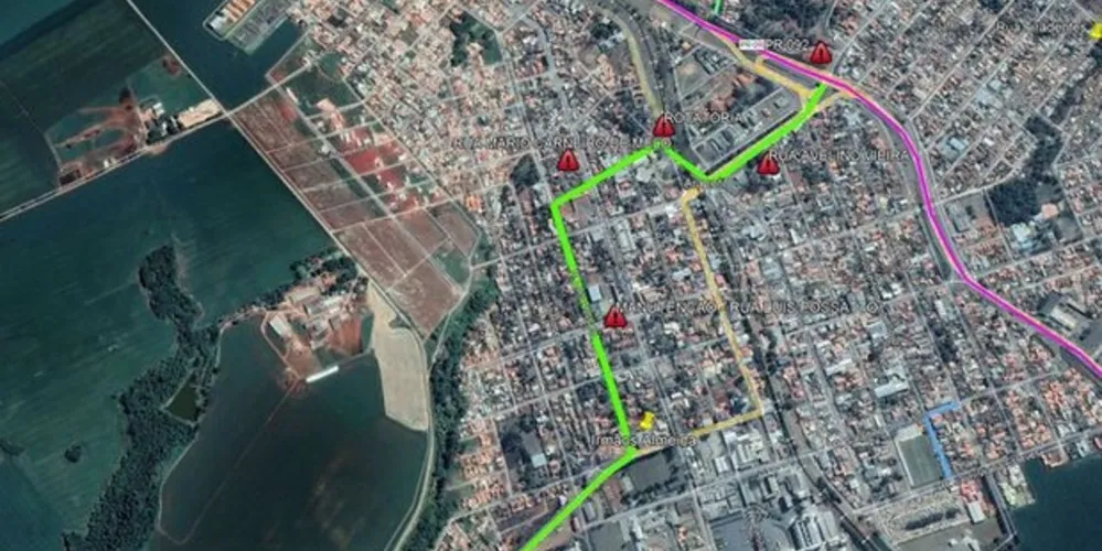 As vias que receberão a melhoria estão destacadas em verde no mapa