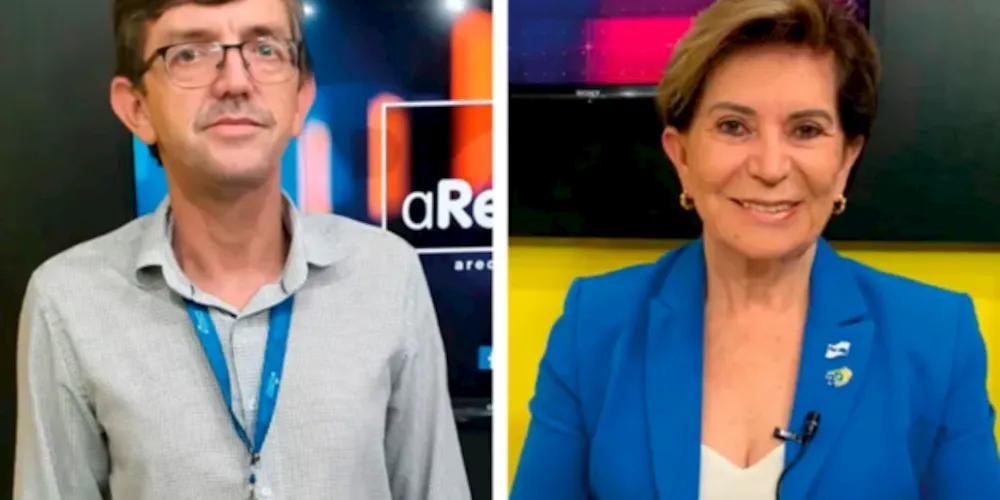 Secretário da Fazenda, Cláudio Grokoviski (esquerda) e prefeita Elizabeth Schmidt (direita)