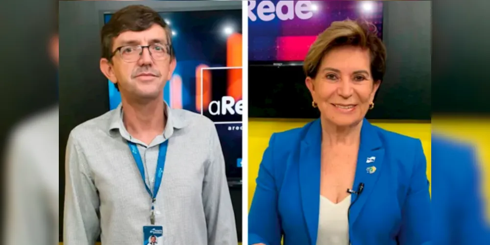 Secretário da Fazenda, Cláudio Grokoviski (esquerda) e prefeita Elizabeth Schmidt (direita)