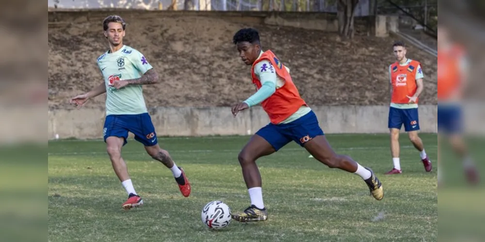 Endrick em treino realizado na última terça (30)