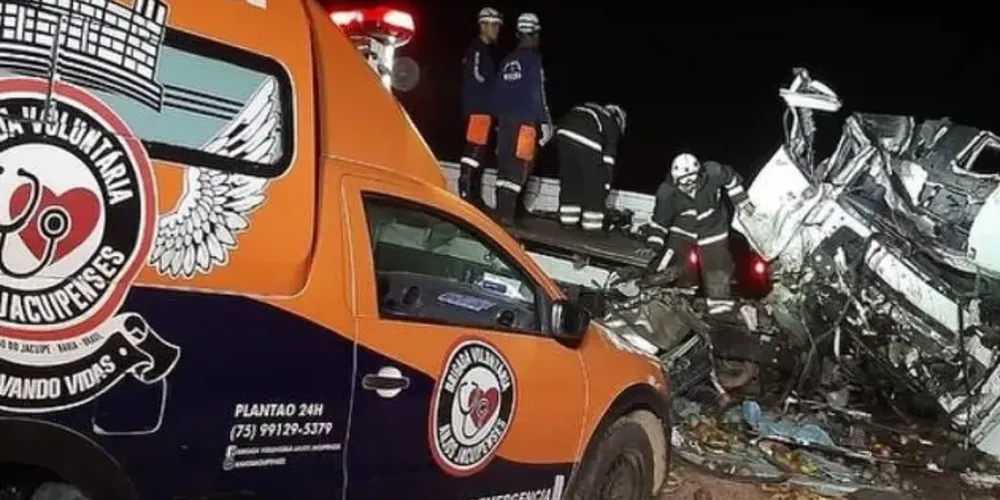 O caminhão transportava mangas e a colisão foi frontal