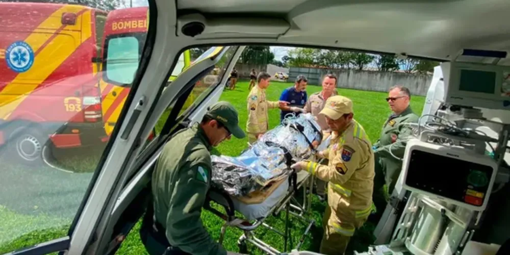 Idoso foi socorrido por helicóptero