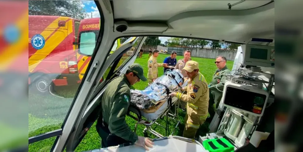 Idoso foi socorrido por helicóptero