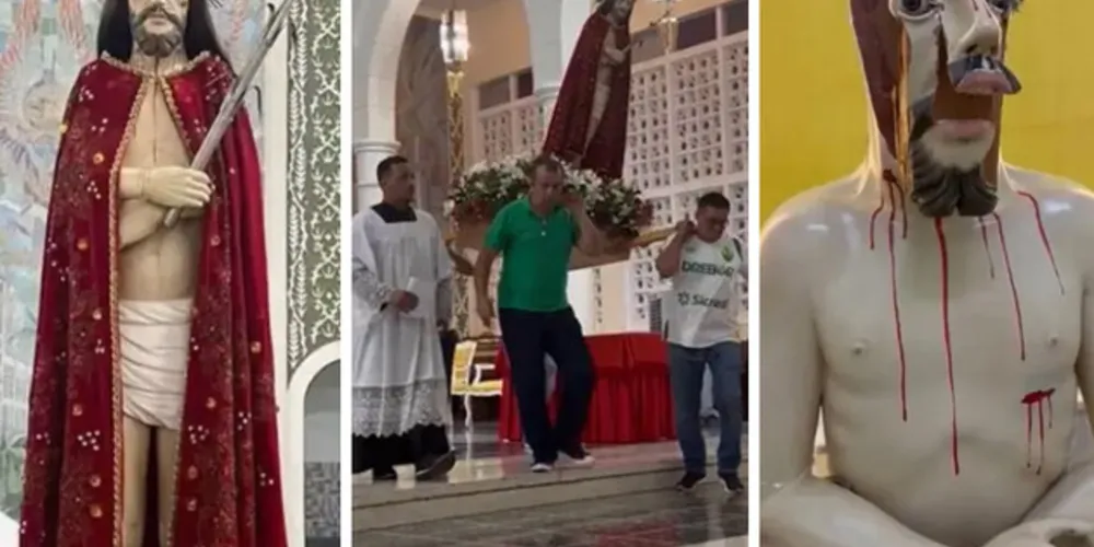 Imagem ficou danificada após cair a caminho de uma procissão