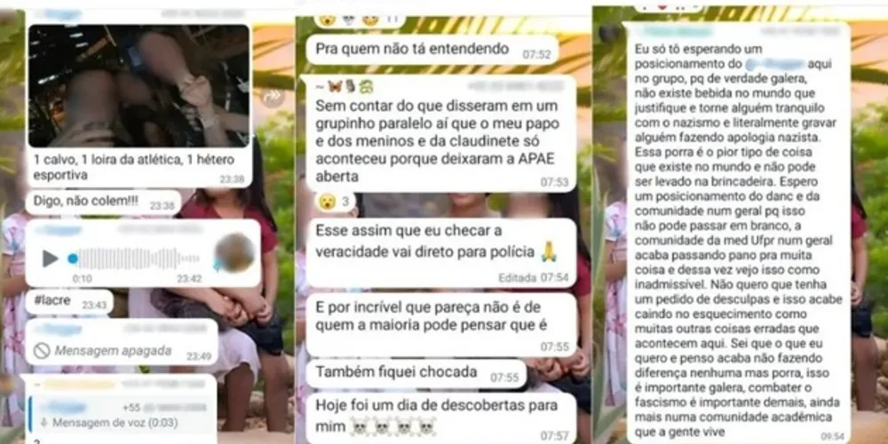 Apologia foi feita em um grupo de um aplicativo