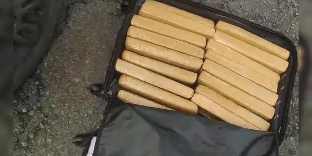 Durante a fiscalização foram encontradas caixas e malas cheias de maconha