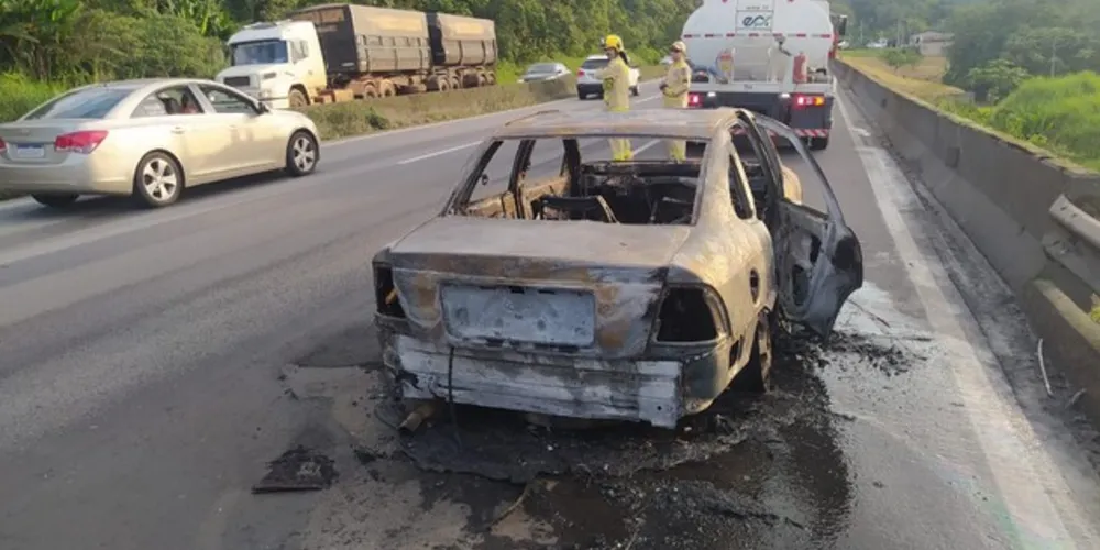 Um caminhão pipa da concessionária foi mobilizado para controlar as chamas