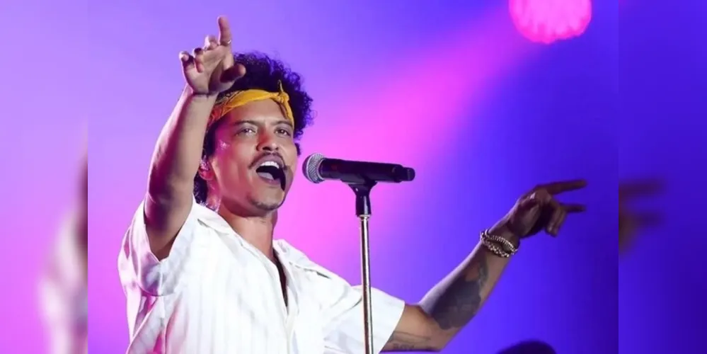 Bruno Mars durante apresentação no The Town, em São Paulo.