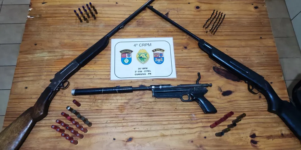 Armas e munições foram levadas para a Delegacia de Curiúva