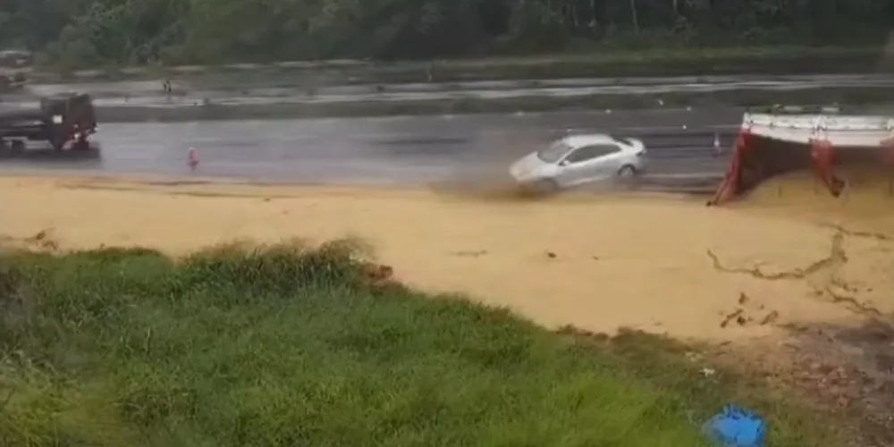 Câmera flagrou o acidente de trânsito na BR-376