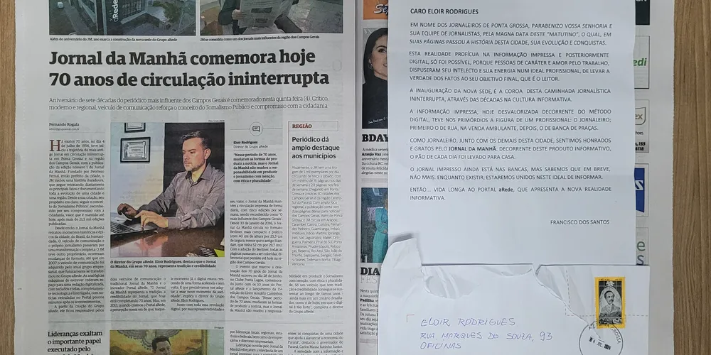 Mensagem foi direcionada a Eloir Rodrigues, diretor do Grupo aRede, e aos jornalistas da empresa