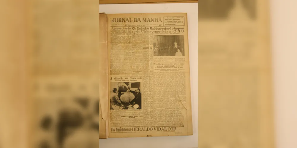 Primeira capa do Jornal da Manhã, que foi fundado em 4 de julho de 1954, iniciando uma nova história no jornalismo