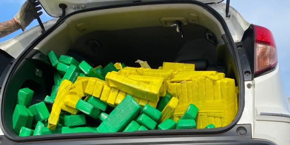 Foram localizados diversos tabletes de maconha, totalizando 292 quilos da droga