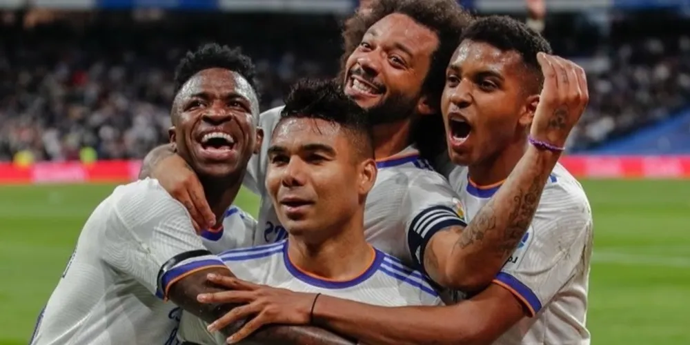 Em 2022, Vini Jr., Casemiro, Marcelo, Rodrygo (na foto) e Éder Militão foram campeões da 'Champions'