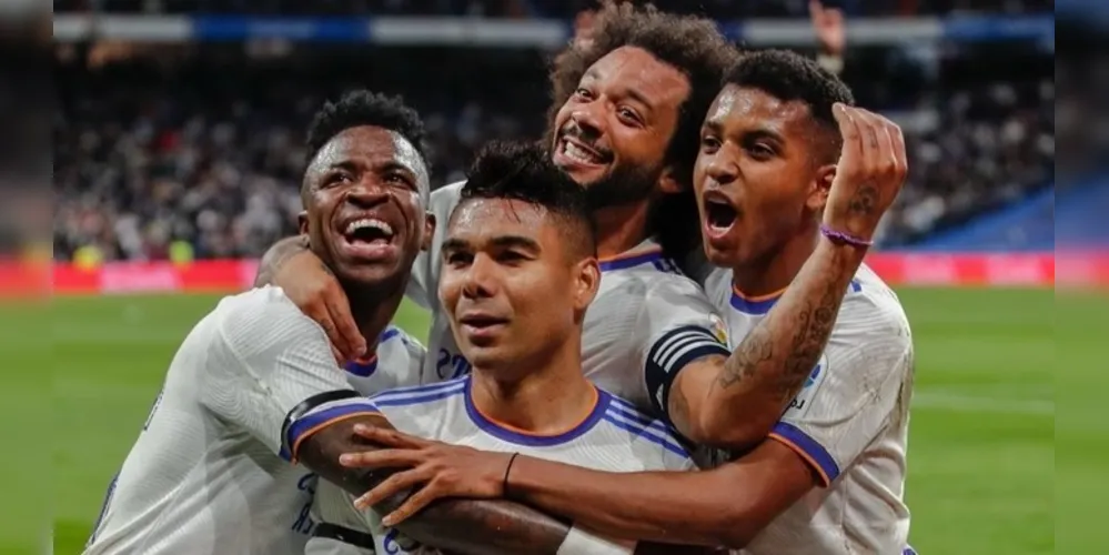 Em 2022, Vini Jr., Casemiro, Marcelo, Rodrygo (na foto) e Éder Militão foram campeões da 'Champions'