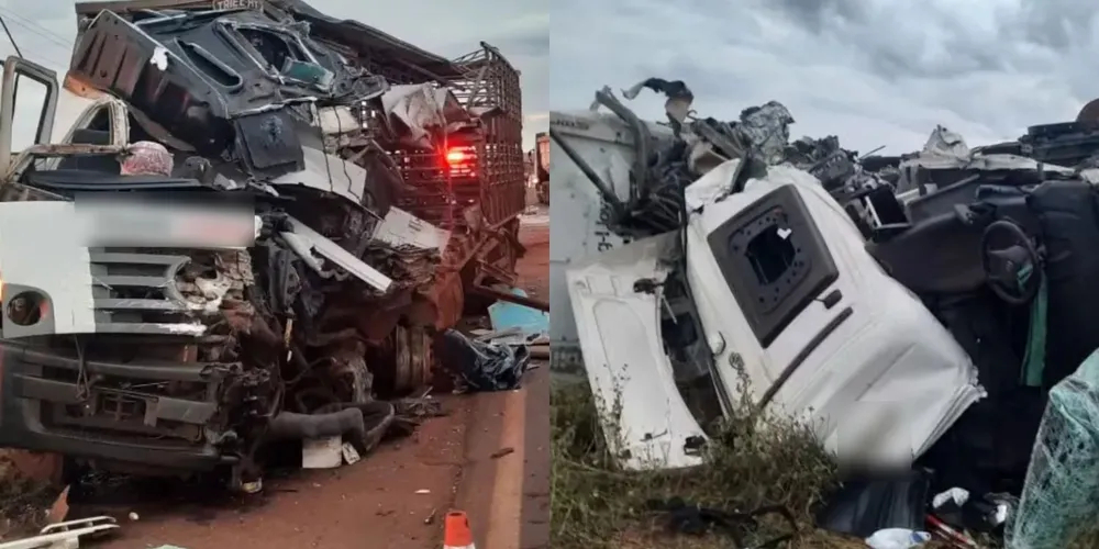 O choque entre os veículos de grande porte ocorreu por volta das 8h