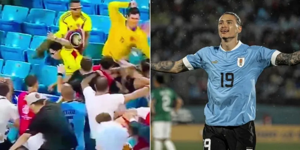 Darwin Núñez, do Uruguai, troca socos com torcedores após eliminação na Copa América